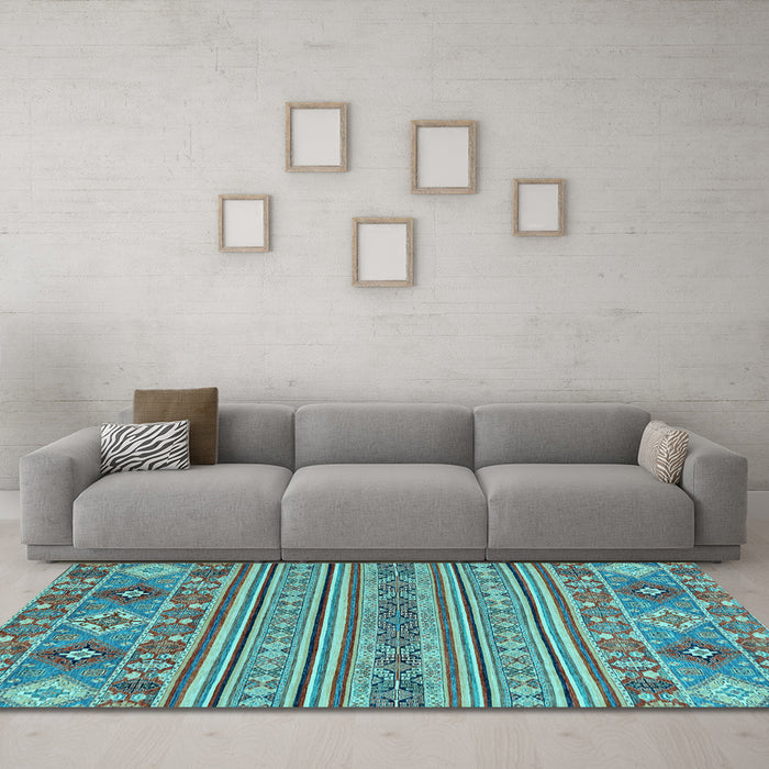 Machine Washable Abstract Light Blue Modern Rug in a Living Room, wshabs2757lblu