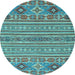 Round Abstract Light Blue Modern Rug, abs2757lblu