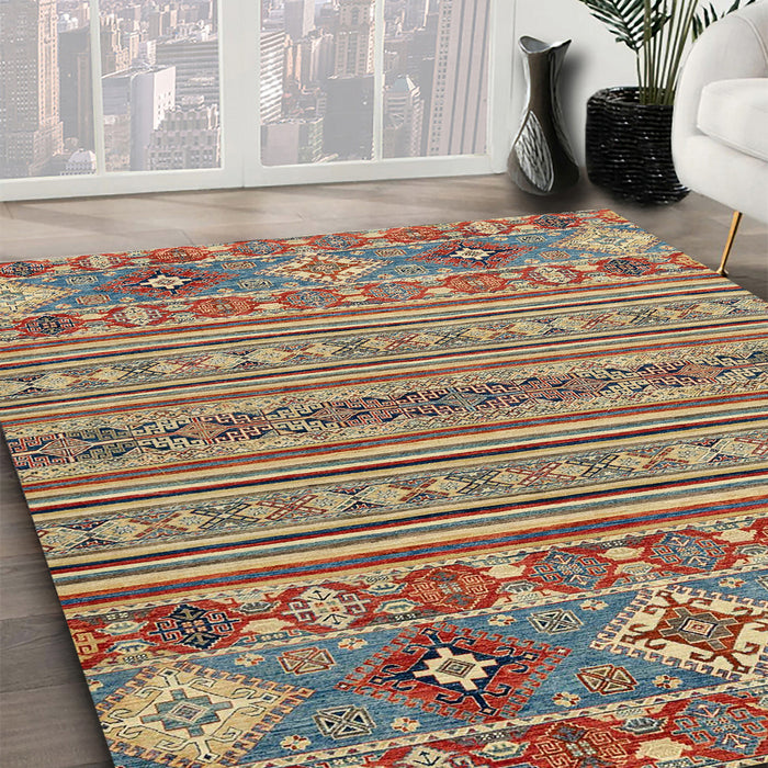 Abstract Chestnut Brown Modern Rug in Family Room, abs2757