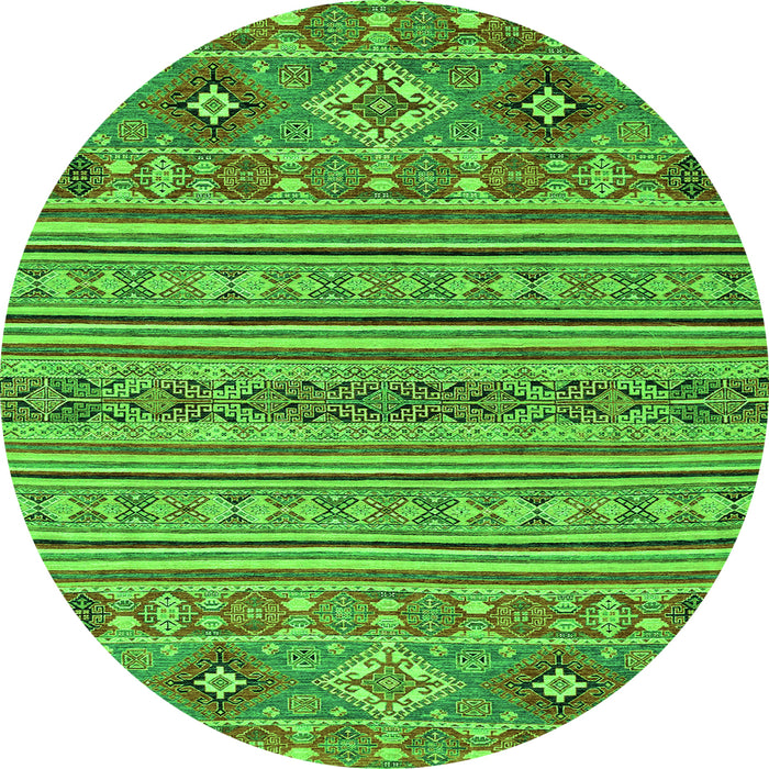 Round Machine Washable Abstract Green Modern Area Rugs, wshabs2757grn