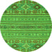 Round Machine Washable Abstract Green Modern Area Rugs, wshabs2757grn