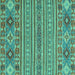 Square Machine Washable Abstract Turquoise Modern Area Rugs, wshabs2757turq