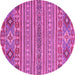 Round Machine Washable Abstract Pink Modern Rug, wshabs2757pnk