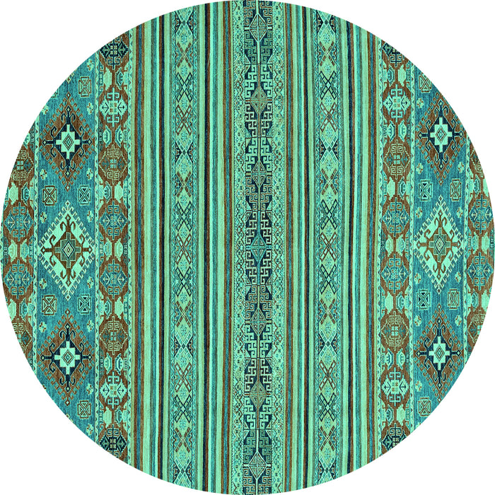 Round Abstract Turquoise Modern Rug, abs2757turq