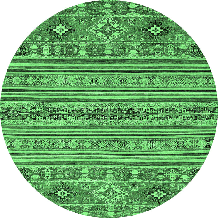 Round Abstract Emerald Green Modern Rug, abs2757emgrn