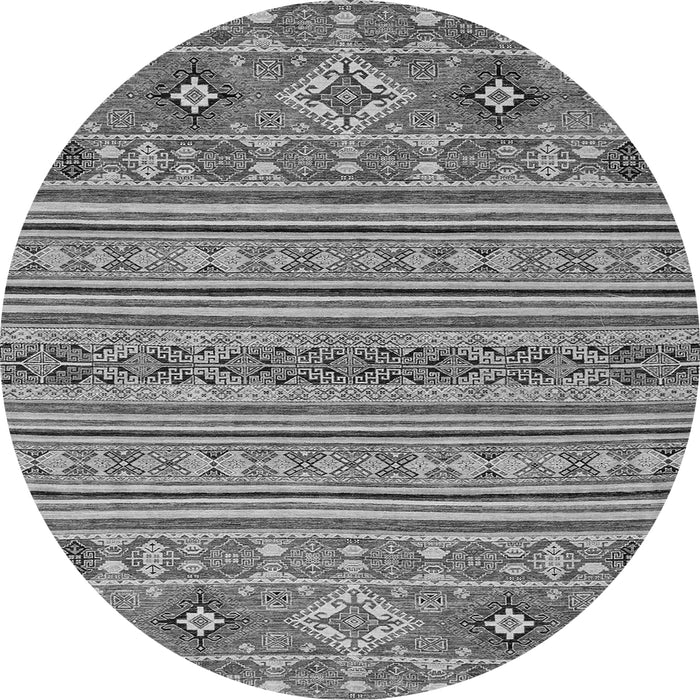 Round Machine Washable Abstract Gray Modern Rug, wshabs2757gry