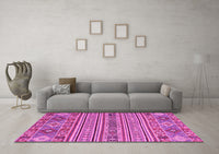 Machine Washable Abstract Pink Modern Rug, wshabs2757pnk