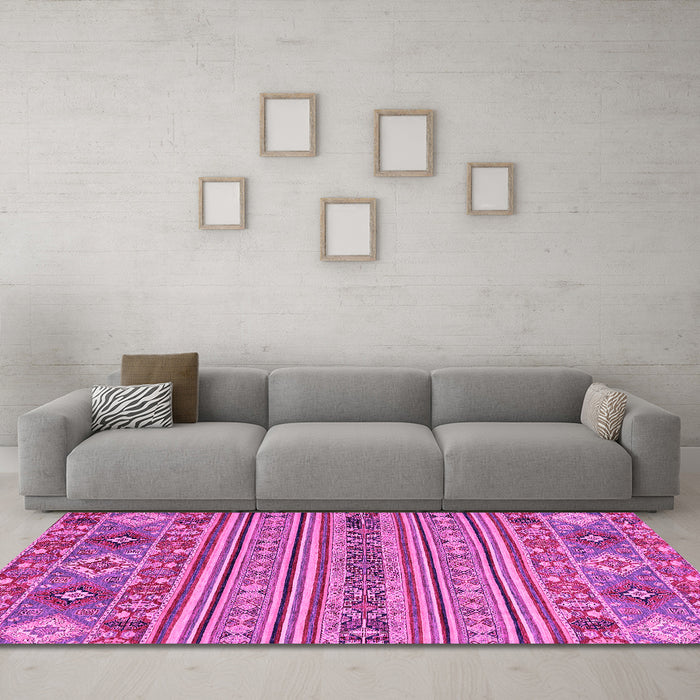 Machine Washable Abstract Pink Modern Rug in a Living Room, wshabs2757pnk