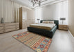 Abstract Chestnut Brown Modern Rug in a Bedroom, abs2757