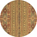 Round Machine Washable Abstract Brown Modern Rug, wshabs2757brn