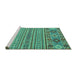 Sideview of Machine Washable Abstract Turquoise Modern Area Rugs, wshabs2757turq