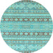 Round Abstract Light Blue Modern Rug, abs2758lblu