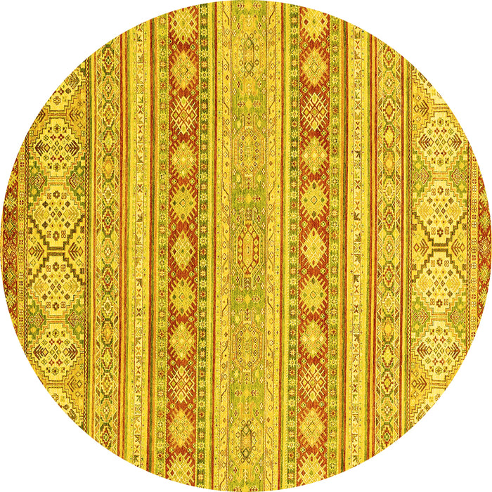 Round Machine Washable Abstract Yellow Modern Rug, wshabs2758yw