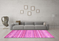 Machine Washable Abstract Pink Modern Rug, wshabs2758pnk