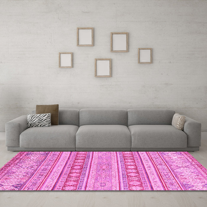 Machine Washable Abstract Pink Modern Rug in a Living Room, wshabs2758pnk