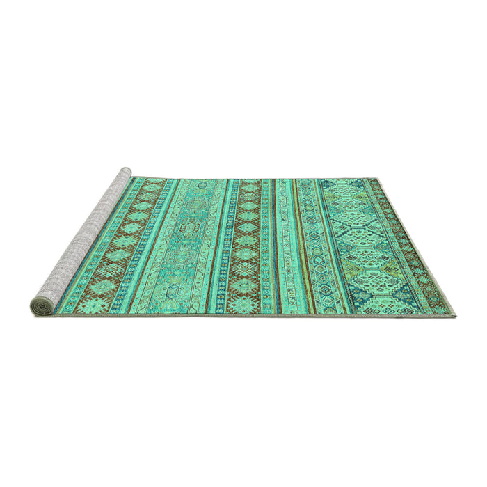 Sideview of Machine Washable Abstract Turquoise Modern Area Rugs, wshabs2758turq