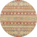 Round Machine Washable Abstract Rust Pink Rug, wshabs2758