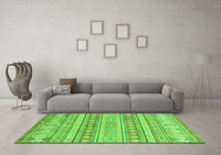 Machine Washable Abstract Green Modern Rug, wshabs2758grn