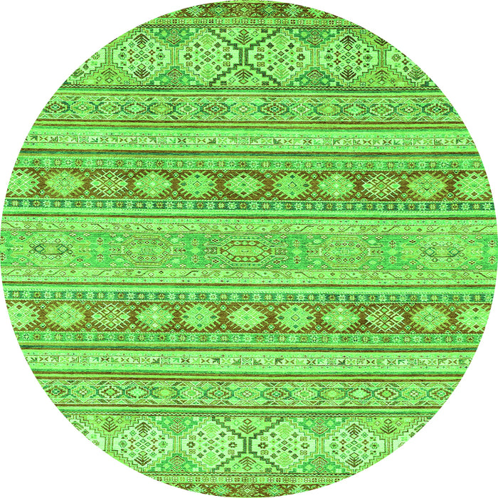 Round Abstract Green Modern Rug, abs2758grn