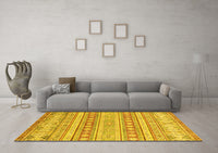 Machine Washable Abstract Yellow Modern Rug, wshabs2758yw