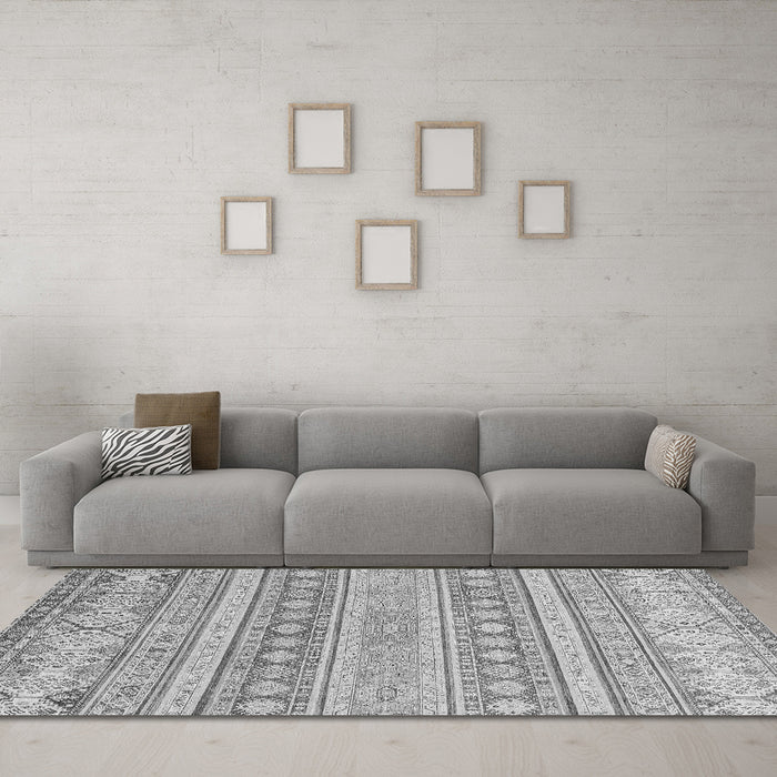 Machine Washable Abstract Gray Modern Rug in a Living Room,, wshabs2758gry