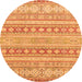 Round Abstract Orange Modern Rug, abs2758org