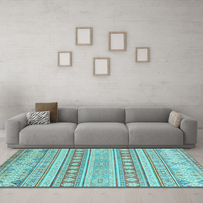 Machine Washable Abstract Light Blue Modern Rug in a Living Room, wshabs2758lblu