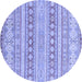 Round Machine Washable Abstract Blue Modern Rug, wshabs2758blu