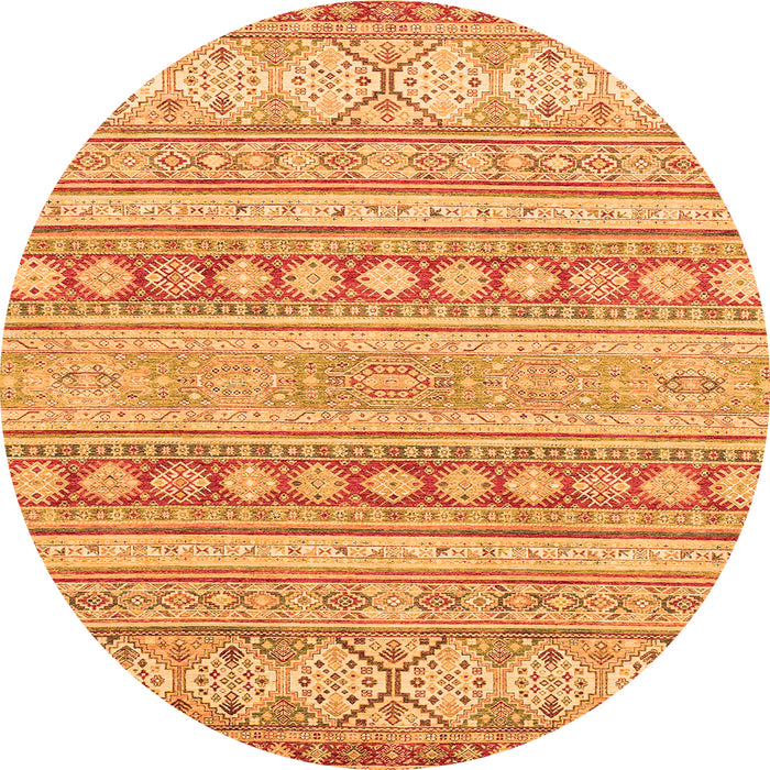 Round Machine Washable Abstract Orange Modern Area Rugs, wshabs2758org