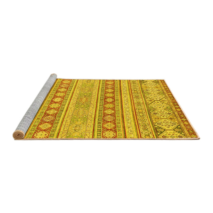 Sideview of Machine Washable Abstract Yellow Modern Rug, wshabs2758yw