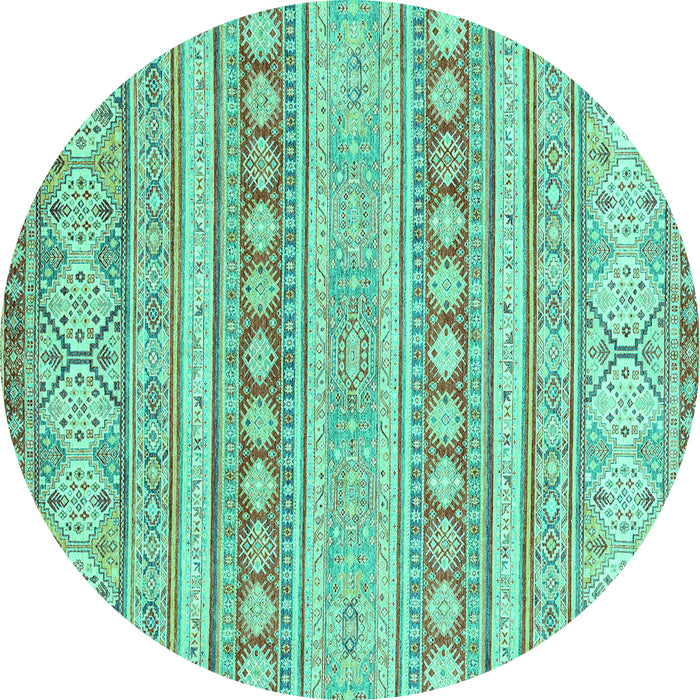 Round Abstract Turquoise Modern Rug, abs2758turq