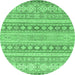 Round Abstract Emerald Green Modern Rug, abs2758emgrn