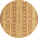 Round Abstract Brown Modern Rug, abs2758brn