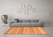 Machine Washable Abstract Orange Modern Area Rugs in a Living Room, wshabs2758org