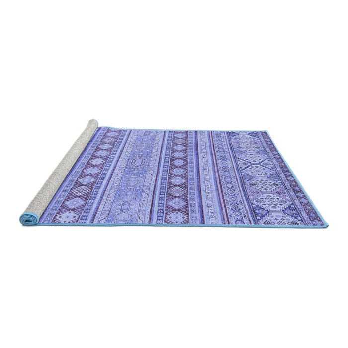 Sideview of Machine Washable Abstract Blue Modern Rug, wshabs2758blu