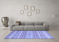 Machine Washable Abstract Blue Modern Rug, wshabs2758blu