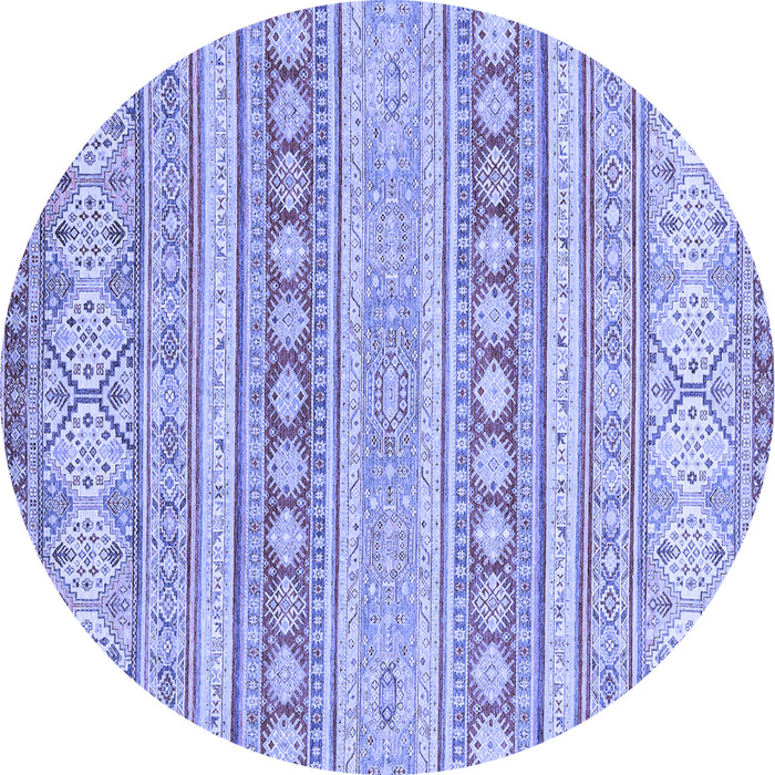 Round Abstract Blue Modern Rug, abs2758blu