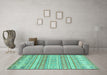 Machine Washable Abstract Turquoise Modern Area Rugs in a Living Room,, wshabs2758turq