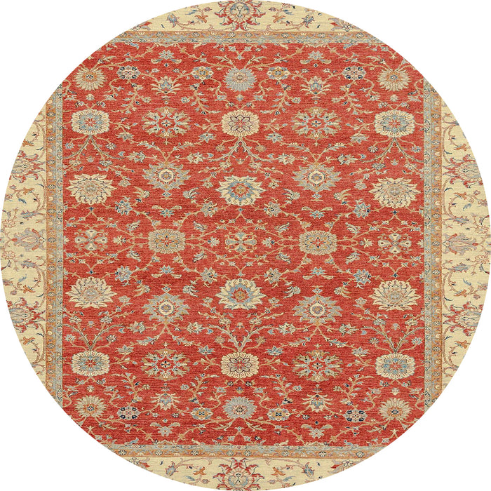 Round Machine Washable Abstract Fire Red Rug, wshabs2759