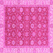 Square Machine Washable Oriental Pink Traditional Rug, wshabs2759pnk