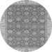 Round Machine Washable Oriental Gray Traditional Rug, wshabs2759gry