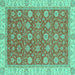 Square Oriental Turquoise Traditional Rug, abs2759turq