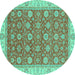 Round Oriental Turquoise Traditional Rug, abs2759turq