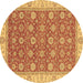 Round Machine Washable Oriental Brown Traditional Rug, wshabs2759brn