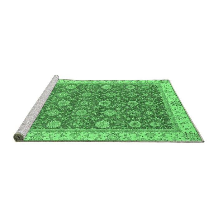 Sideview of Machine Washable Oriental Emerald Green Traditional Area Rugs, wshabs2759emgrn