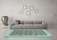 Machine Washable Oriental Light Blue Traditional Rug, wshabs2759lblu