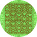 Round Oriental Green Traditional Rug, abs2759grn