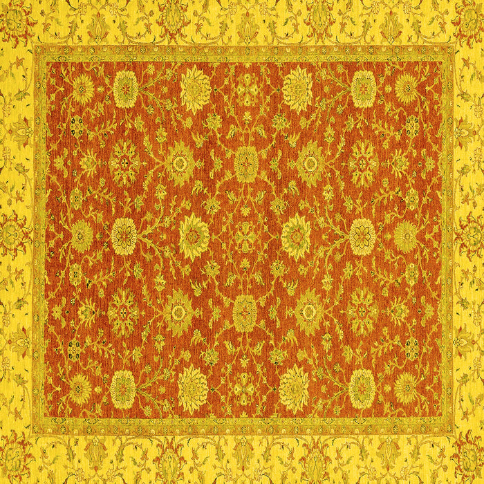Square Machine Washable Oriental Yellow Traditional Rug, wshabs2759yw