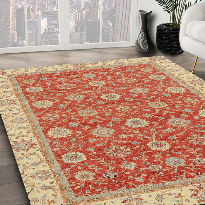 Abstract Red Oriental Rug in Family Room, abs2759