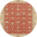 Round Abstract Red Oriental Rug, abs2759